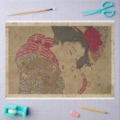 Japanners met witte kat ukiyo Style Art nr. 6 Tissuepapier (Craft)