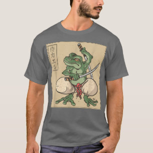 Japanners Retro Art Frog Samurai Katana T-shirt