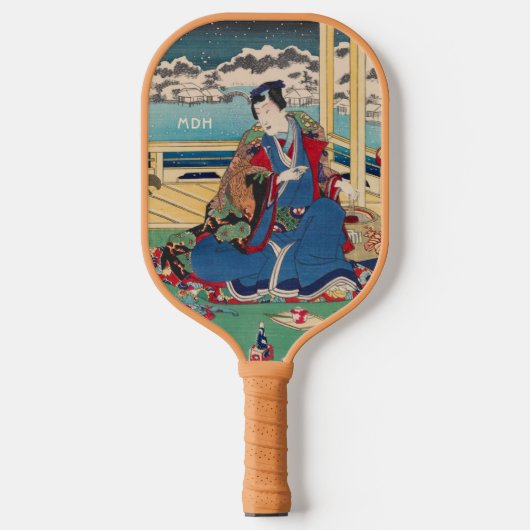 Japans aangepaste kunstmonogram pickleball paddle (Voorkant)