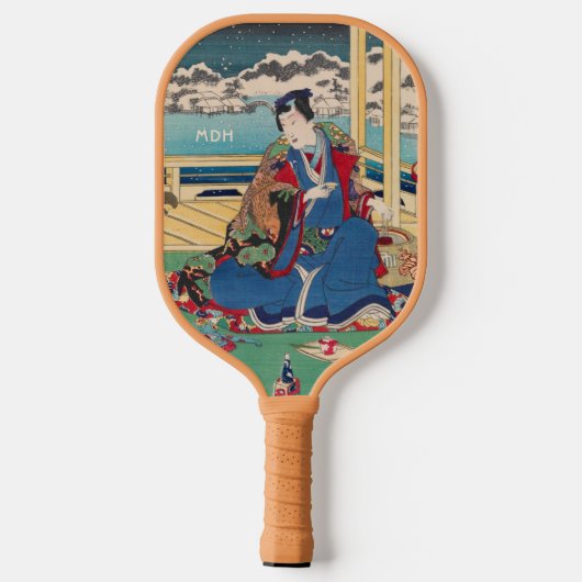 Japans aangepaste kunstmonogram pickleball paddle (Achterkant)