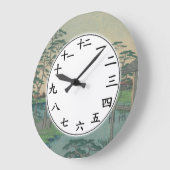 Japans aantal blauw groene bosbomen grote klok (Hoek)