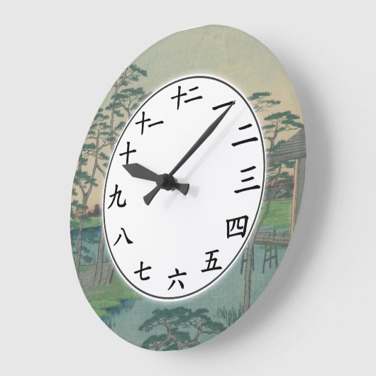 Japans aantal blauw groene bosbomen grote klok (Hoek)