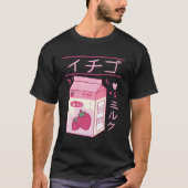 Japans Aardbeienmelk Drink Kawaii Kanji Vaporw T-shirt (Voorkant)