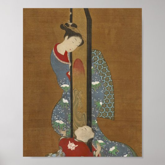 Japans afdrukken: moeder en kind bij afspelen poster (Voorkant)