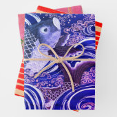 JAPANS AFDRUKKEN VAN KAARTEN IN WATERVLOeistoffen Inpakpapier Vel (In situ)