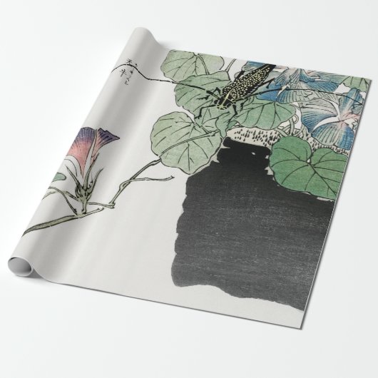 JAPANS AFDRUKTE PLANT MET MANTIS Wrapppapier Cadeaupapier (Uitgerold)