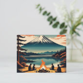 Japans AI Mt Fuji Camping Feestdagenkaart (Staand voorkant)