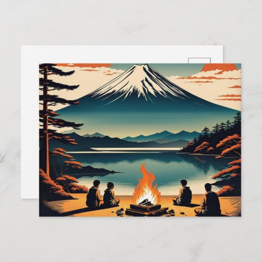 Japans AI Mt Fuji Camping Feestdagenkaart (Voorkant / Achterkant)