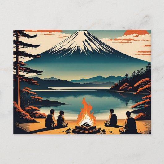 Japans AI Mt Fuji Camping Feestdagenkaart (Voorkant)