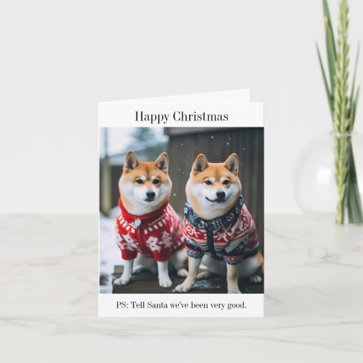 Japans Akita Dogs in Kerst Jumpers Kaart (Voorkant)