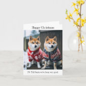 Japans Akita Dogs in Kerst Jumpers Kaart (Gele Bloem)