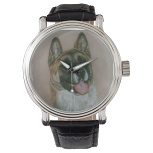 Japans/Amerikaans akita pinto en wit portret Horloge