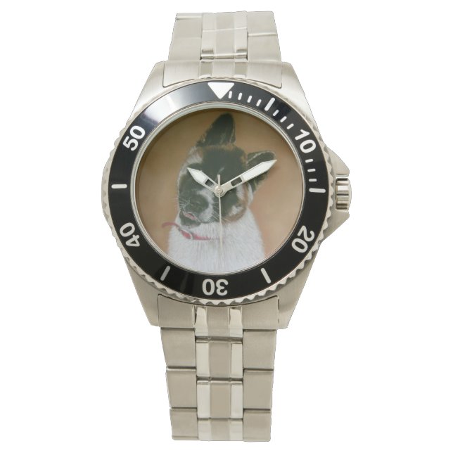 Japans/Amerikaans knappe puppy akita-horloge Horloge (Voorkant)