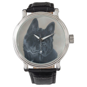 Japans/Amerikaans zwart akita hondenportret kunst Horloge