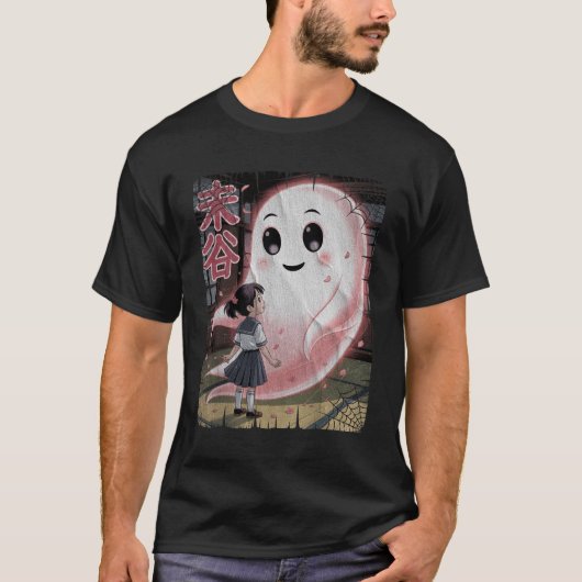 Japans Anime Roze Schattige Ghost Girl Spirit Frie T-shirt (Voorkant)