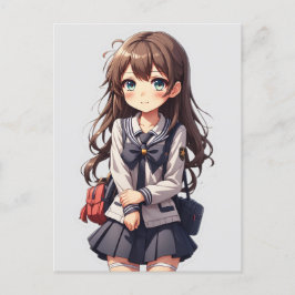 Japans anime school meisje briefkaart