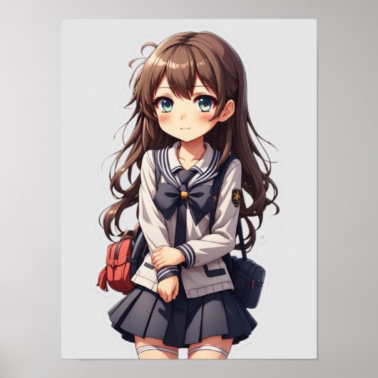 Japans anime school meisje poster (Voorkant)