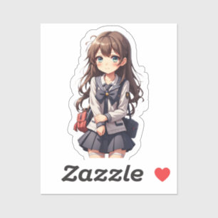 Japans anime school meisje sticker