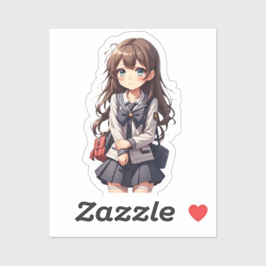 Japans anime school meisje sticker (Vel)