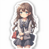 Japans anime school meisje sticker (Voorkant)