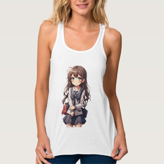 Japans anime school meisje tanktop (Voorkant)