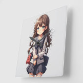 Japans anime school meisje vierkante klok (Hoek)