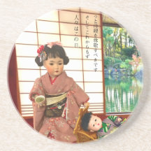 Japans Antiek Doll Moeder Onderzetter