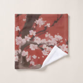 Japans Artstyle White Cherry Blossom Red Bad Handdoek (Wasdoekje)