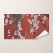 Japans Artstyle White Cherry Blossom Red Bad Handdoek (Handdoek)