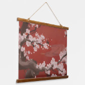 Japans Artstyle White Cherry Blossom Red Hangend Wandkleed (Gebogen)