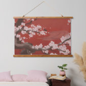 Japans Artstyle White Cherry Blossom Red Hangend Wandkleed (Slaapkamer)