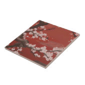 Japans Artstyle White Cherry Blossom Red Tegeltje (Zijkant)