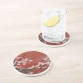 Japans Artstyle White Cherry Blossom Red Zandsteen Onderzetter (Zijkant)