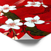 Japans Artstyle White Crane Cherry Blossom Red Poster (Hoek)