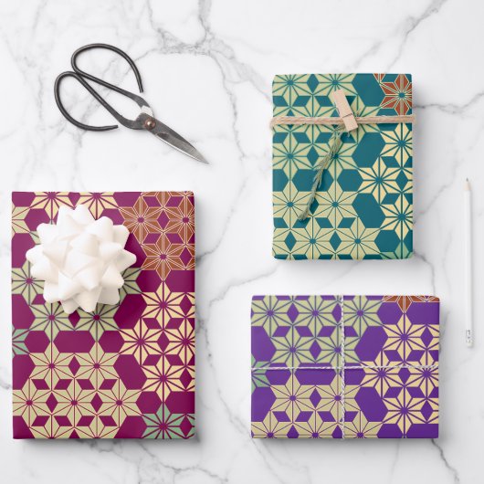 Japans Asanoha Mix Patroon Inpakpapier Vel (Voorkant)