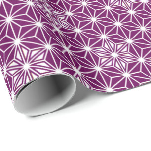 Japans Asanoha of Star Pattern, aubergine paars Cadeaupapier