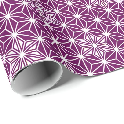 Japans Asanoha of Star Pattern, aubergine paars Cadeaupapier (Rol Hoek)