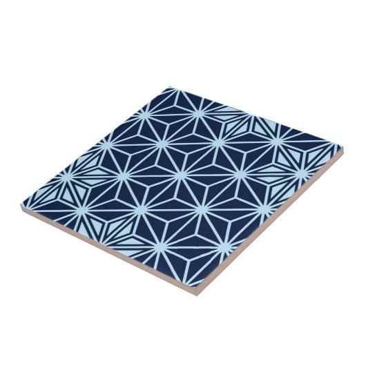 Japans Asanoha of Star Pattern, indigo blauw Tegeltje (Zijkant)