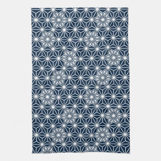 Japans Asanoha of Star Pattern, indigo blauw Theedoek (Verticaal)