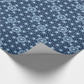 Japans Asanoha of Star Pattern, Indigo Blue Cadeaupapier (Hoek)