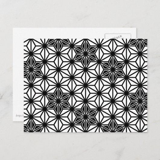 Japans Asanoha of Star Pattern, wit en zwart Briefkaart (Voorkant / Achterkant)