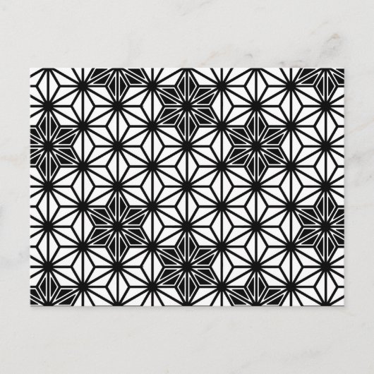 Japans Asanoha of Star Pattern, wit en zwart Briefkaart (Voorkant)