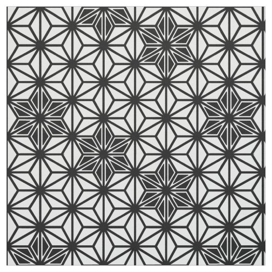 Japans Asanoha of Star Pattern, wit en zwart Stof (Swatch)