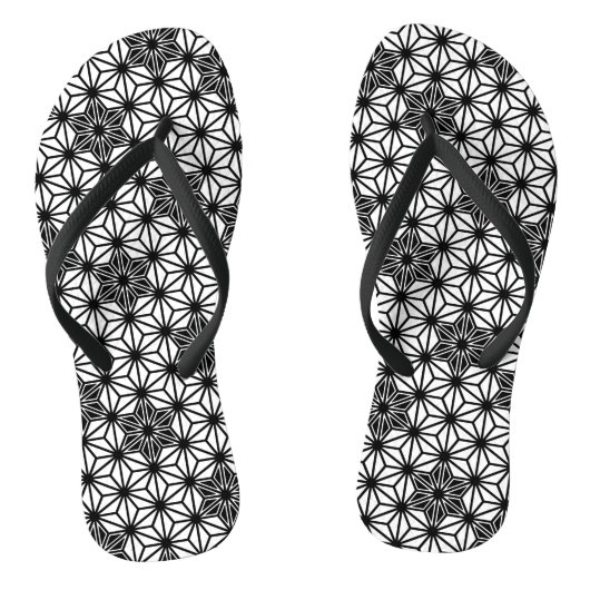 Japans Asanoha of Star Pattern, wit en zwart Teenslippers (Voetbed)