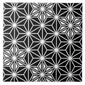 Japans Asanoha of Star Pattern, zwart en wit Tegeltje (Voorkant)