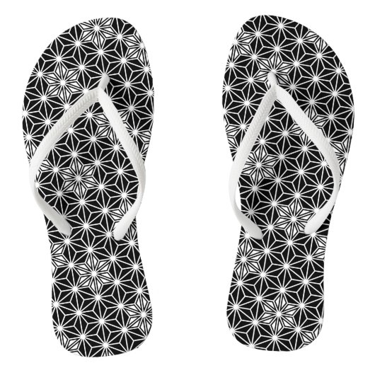 Japans Asanoha of Star Pattern, zwart-wit Teenslippers (Voetbed)