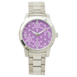 Japans Asanoha-patroon - amethyst paars Horloge