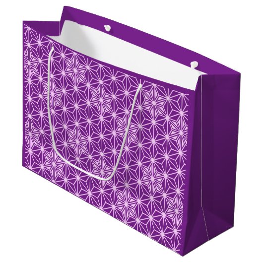Japans Asanoha-patroon - amethyst paars Large Cadeautasje (Voorkant Gekanteld)