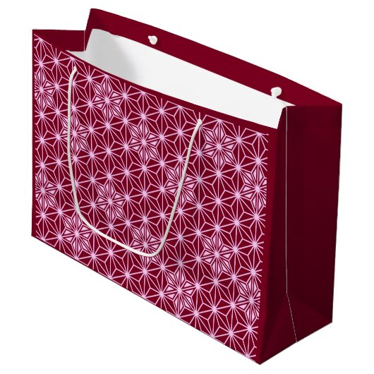 Japans Asanoha patroon - bordeauxrood Groot Cadeauzakje (Voorkant Gekanteld)