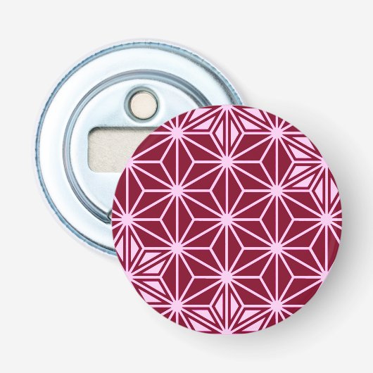 Japans Asanoha-patroon - Bourgogne Button Flesopener (Voorkant)